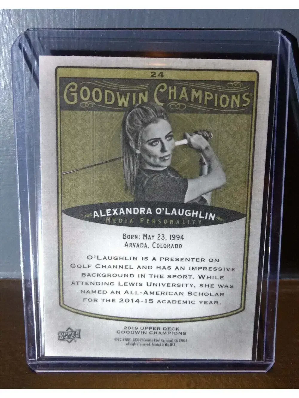 2019 Upper Deck Goodwin Champions Alexandra O'Laughlin Media Personality Card